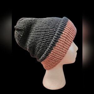 Stylish Knit Beanie - Gray and Pink